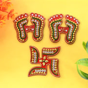 Decorative Laxmi Charan (Pagla)  Swastik Combo Set (3pc Set) thumbnail 1