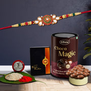 Floral Design Rakhi For Brother Set Of 1 With Chocolate Magic (K1_410_em) thumbnail 1