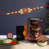 Floral Design Rakhi For Brother Set Of 1 With Chocolate Magic (K1_410_em)