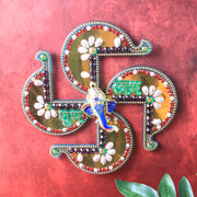 Golden Swastik Shubh Labh Wall Hanging With Ganesh Idol (1 Pc) thumbnail 3