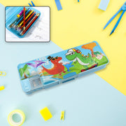 4252 Multipurpose Compass Box Plastic Double Deck Pencil Case With 2 Compartments Supplies Utility Box Storage Organizer Pencil Box For School Cartoon Printed Pencil Case For Kids Birthday Gift For Girls  Boys (1 Pc Mix Design) thumbnail 1