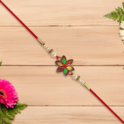 Multicolor Floral Rakhi With Pearl Beads And Red Thread  Festive Designer Bracelet For Raksha Bandhan thumbnail 2