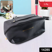 Premium Black Travel Makeup  Toiletry Organizer Pouch With Zipper  Handle (1 Pc) thumbnail 6