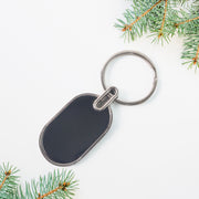 Elegant Black  Silver Oval Metal Keychain (1 Pc) thumbnail 3