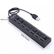 6994 Usb Splitter Multi Port Usb 2.0 Hub 7 Port With Independent Onoff Switch And Led Indicators Usb A Port Data Hub Suitable For Pc Computer Keyboard Laptop Mobile Hdd Flash Drive Camera Etc thumbnail 2