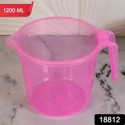Plastic Round Transparent Bath Water Mug (1 Pc  1200 Ml  Mix Color) thumbnail 7
