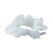 Elegant White Mesh Fabric Hair Scrunchie (1 Pc) thumbnail 3