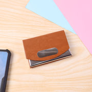 Leather  Stainless-steel Business Card Holder (1 Pc) thumbnail 3