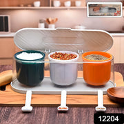 Home Kitchen 3 Grid Seasoning Spice  Masala Box Kit With Spoon (Multicolor  1 Set) thumbnail 7