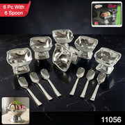 Premium Stainless Steel Ice Cream Cup With 6 Spoon Set (6 Pc Set) thumbnail 4