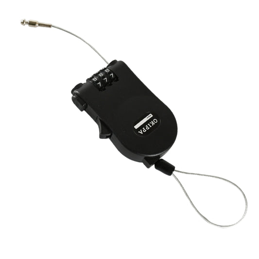 17506 Multifunctional Cable Lock With Number Code For Travel Sports Etc. Retractable Wire Lockwire Black Shell Combination Password.