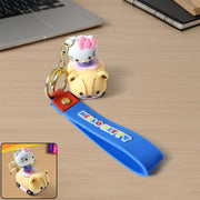 Cute Cartoon Cat Riding Toy Car Silicone Keychain (1 Pc) thumbnail 1