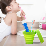 Round Silicone Foldable Glass  Cup Foldable Travel Mug With Lid (1 Pc) thumbnail 5