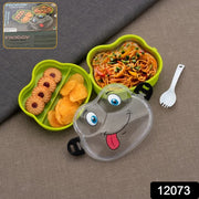 Double Layer Froggy Shape Lunch Box With Spoon (1 Pc  Mix Color) thumbnail 6