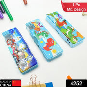 4252 Multipurpose Compass Box Plastic Double Deck Pencil Case With 2 Compartments Supplies Utility Box Storage Organizer Pencil Box For School Cartoon Printed Pencil Case For Kids Birthday Gift For Girls  Boys (1 Pc Mix Design) thumbnail 6