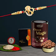 Golden Plated Ganesh Rakhi For Brother Set Of 1 With Chocolate Magic 96gm (K1_413_em) thumbnail 1
