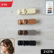 Elegant Bow Design Hair Clips Set (4 Pc) thumbnail 7