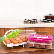 5725 2layer 32 Grid Egg Tray With Lid Egg Carrier Holder For Refrigerator Camping Food Storage Container With Handle (1 Pc ) thumbnail 2