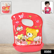 Multifunctional Waterproof Bpa Free Reusable Soft Fabric Plastic Baby Bib (1 Pc) thumbnail 4