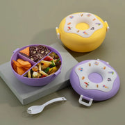 Donut Shaped Double Insulated 3 Compartment Lunch Box (1 Pc  Mix Color) thumbnail 4