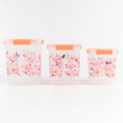 Square 3 Pcs Floral Printed Airtight Storage Container Set  Approx 2.8 Ltr 4.5 Ltr 6.9 Ltr (3 Pcs Set) thumbnail 3