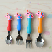 Unicorn Theme Kids Spoon And Fork With Plastic Handle Set (4 Pc Set) thumbnail 2