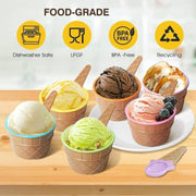 5322 Ice-cream Waffle Spoon Bowel Cup Set  Premium Ice Cream Set  Ice-cream Bowel With Spoon  6 Units Couple Bowl Set  Color Box thumbnail 6