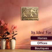 Wooden Key Holder For Home Decor Stylish Metal Gold Antique Elephant Design (1 Pc) thumbnail 3