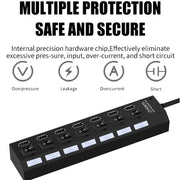 6994 Usb Splitter Multi Port Usb 2.0 Hub 7 Port With Independent Onoff Switch And Led Indicators Usb A Port Data Hub Suitable For Pc Computer Keyboard Laptop Mobile Hdd Flash Drive Camera Etc thumbnail 7