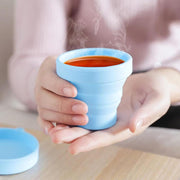 Round Silicone Foldable Glass  Cup Foldable Travel Mug With Lid (1 Pc) thumbnail 4