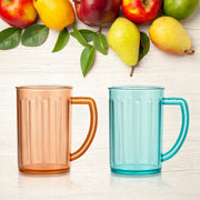 5579 Stylish Juice Glass With Handle Water Glass Beer Glass Milk Shake Glass Multipurpose Glass Plastic Beer Mug Unbreakable Beer Tasting Glasses Clear Juice Glasses Suitable For Kids (2 Pc) thumbnail 5