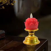 Premium Lotus Shaped Led Flameless Candle With Decorative Holder (1 Pc) thumbnail 4