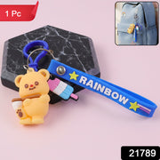 Cute Bear Cartoon Keychain With Rainbow Strap (1 Pc) thumbnail 7