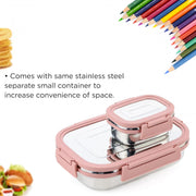 Premium Stainless Steel Leak Proof Air Tight Lunch Boxes (900ml+200ml Approx  2 Pc Set) thumbnail 4