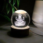 Ganpati 3d Crystal Ball Lamps With Wood Base thumbnail 5