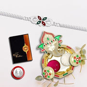 Rakhi For Brother Set Of 1 With Dish Silver Coin  Greeting Card Rakhi For Brother And Bhabhi Rakhi With Gift For Brother Rakhi For Kids Rakhi Set Rakhi Combo (K1_a2_aa3) thumbnail 1
