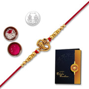 Rakhi Combo With (K1_4) With Pooja Coin  Rakhi Greeting Card Chandi Ki Rakhi Lumba Rakhi For Bhabhi Bhai Bhabhi Rakhi Set Kundan Rakhi Rakhi Cards thumbnail 1