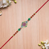 Om Rakhi With Decorative Beads And Stone Work