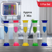 8756 Sand Timer Plastic Hourglass Sand Glass Toy Sand Clock For Kitchen Office School And Brushing Teeth For Bathroom Timer Clock Children Hourglass Sand Glass Toothbrush Household Sand Clock (3 Min Approx  5 Pc) thumbnail 1