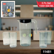 Apex Crystal Premium Jug With Lid  4 Pcs Glass (1500 Ml  300 Ml Approx  5 Pcs Set) thumbnail 6
