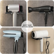 Hair Dryer Holder Wall Mounted Space Plastic Drill Blow Dryer Organizer Rack For Hair Tool Bedroom Bathroom thumbnail 4