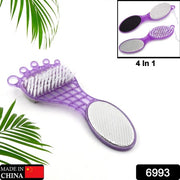 6993  4 In 1 Pedicure Tool For Rough  Dry Feet Dual-sided With Pumice Stone Soft Brush Steel Scrubber  Emery File Softens Hard Foot Corns  Calluses Cleanses  Smoothens Dull Feet thumbnail 6