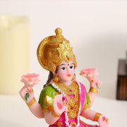 Beautiful Decorative Lakshmi Mata Idol Sitting On Lotus (1 Pc) thumbnail 6