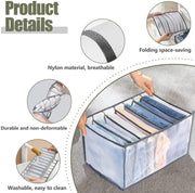 4069 Clothes Organizer +7 Grid Drawer Wardrobe Clothes Organizer Jeans Closet Cabinet Organizers Portable Foldable Storage Containers thumbnail 3