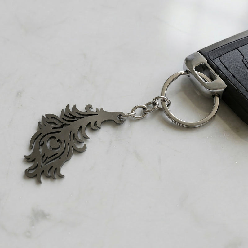 Premium Metal Morpich Feather Design Keychain 1 Pc