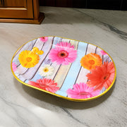 Medium Plastic Flower Printed Design Serving Tray (1 Pc  31 X 21 Cm) thumbnail 2