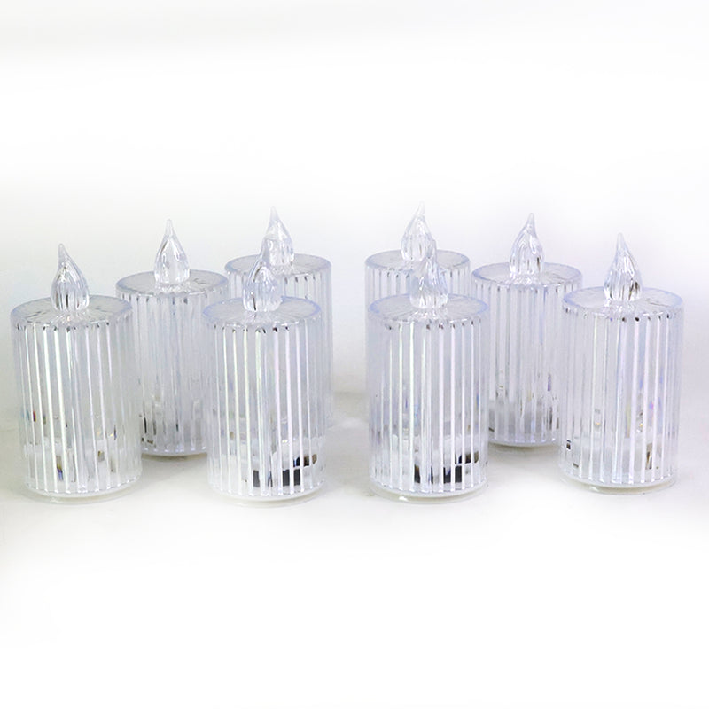Premium Crystal Effect Led Flameless Candle Lights (8 Pc)