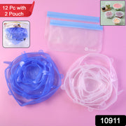 12 Peace Reusable Stretch Lids Set With 2 Storage Pouches  Flexible Food Cover Lids thumbnail 6