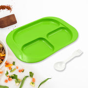 5554 Plastic Food Plates  Biodegradable 3 Compartment Square Plate With Spoon For Food Snacks  Nuts  Desserts Plates For Kids Reusable Plates For Outdoor Camping Bpa-free (1 Pc) thumbnail 1