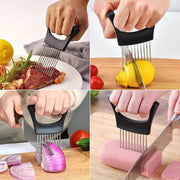 Stainless Steel Onion Cutter  Vegetable Slicer Holder Tool (1 Pc) thumbnail 3